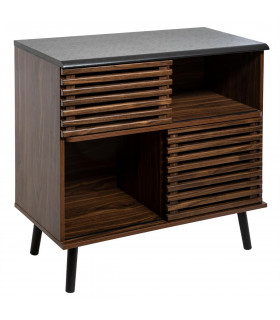 Bibliothèque 2 portes Asmar effet Noyer H 77 cm