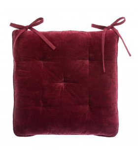 Galette de Chaise en Velours Coton Rouge 38 x 38 cm