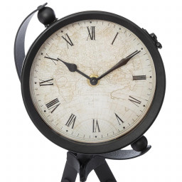 Pendule Globe sur Trépied en Métal noir vintage H 36.5 cm