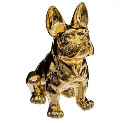 Objet déco Bulldog en Céramique Or H 22 cm