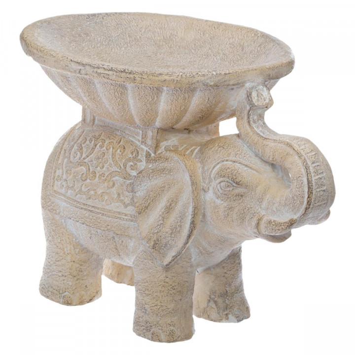 Objet décoratif Éléphant en Magnésie effet Blanchi H 30 cm