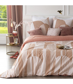 Parure de lit 2 Personnes 240 x 220 cm Housse de couette avec 2 taies Imprimé Art déco géométrique