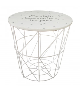 Table Rangement en Métal et Bois pour chambre d'enfant Kumi Blanc