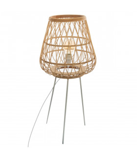 Lampadaire Trépied en Bambou et Métal H 76 cm