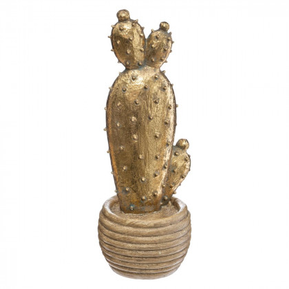 Objet décoratif Cactus dans un pot en résine Or