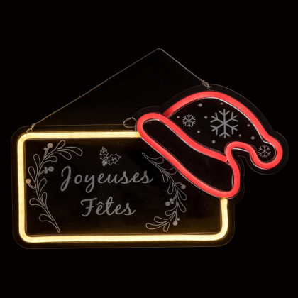 Pancarte Joyeuses Fêtes lumineuse en tube néon