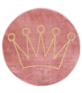 Tapis Rond Rose Couronne en Lurex Or D 80 cm
