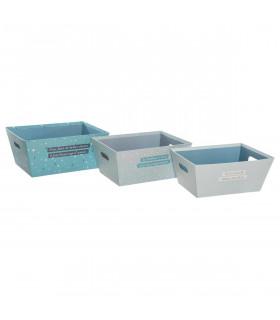 Lot de 3 Paniers de rangement Bleues avec poignées 