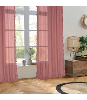 Voilage Terracotta motif Gypsy avec Pompons 140 x 240 cm