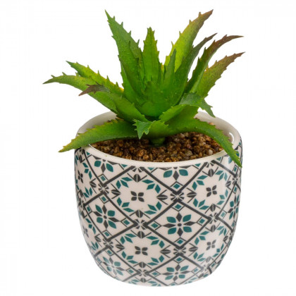Composition artificielle Plante verte dans un pot en céramique