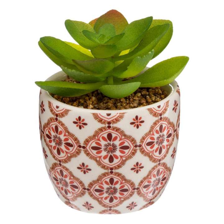 Composition artificielle Plante verte dans un pot en céramique