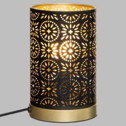 Lampe cylindrique Gypsy en métal Noir et Or 