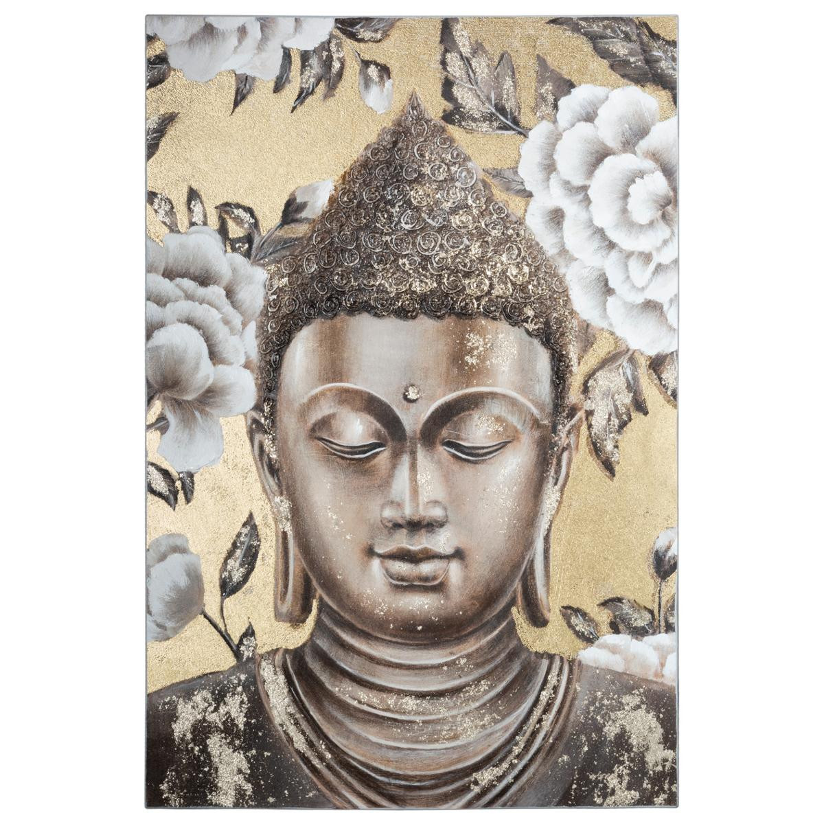 Toile murale Peinture en relief Bouddha 60 x 90 cm - Toiles et