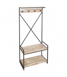 Meuble d'entrée Vestiaire avec Banc et Étagère à chaussures H 184 cm