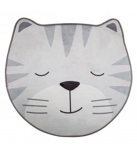 Tapis Chat gris doux et antidérapant D 90 cm