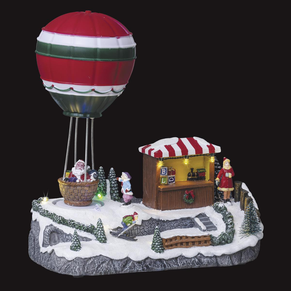 Village de Noël lumineux et animé Manège Ballon du Père Noël - Villages  lumineux - Décomania