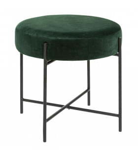 Tabouret Arty en Velours Vert H 45 cm