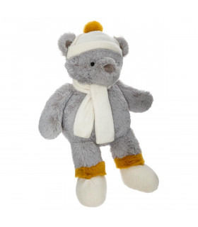 Peluche décorative Ours en Hiver H 45 cm