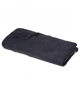 Dessus de lit réversible Gris Foncé imprimé Jungle 260 x 240 cm avec 2 Taies d'oreillers 