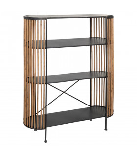Bibliothèque Étagère Manay en Métal noir et Bois H 156.5 cm