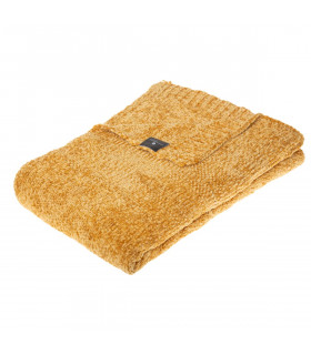 Plaid Ocre modèle Chenille Flower 130 x 180 cm