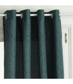Rideau tissage Jacquard Bleu Canard 140 x 260 cm