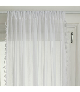 Voilage Ivoire modèle Gypsy avec Pompons 140 x 240 cm