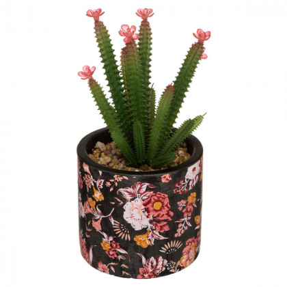Cactus artificiel dans un pot en céramique Gypsy  H 18 cm 