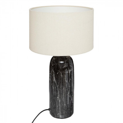 Lampe cylindre Mapu en céramique noire et blanche H 48 cm