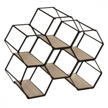Range Bouteille en Métal noir et Bois déco Arty H 25.5 cm