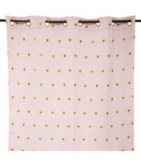 Rideau Occultant Rose motif Cœurs Paillettes 140 x 260 cm