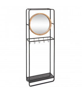 Etagère à poser Talima avec Miroir et Patères en métal Noir 