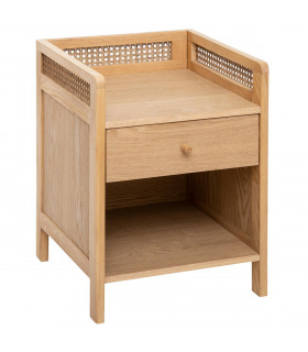 Table de chevet Arty 1 tiroir en Bois et Cannage en Rotin