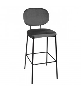 Chaise de Bar Talia en Velours Gris