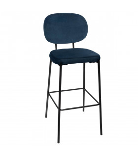 Chaise de Bar Talia en Velours Bleu 