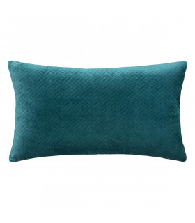 Coussin déhoussable Bleu Canard en Velours embossé 38 x 58 cm