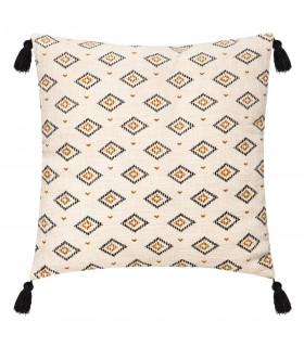 Coussin déhoussable Safari avec 4 Pompons 60 x 60 cm