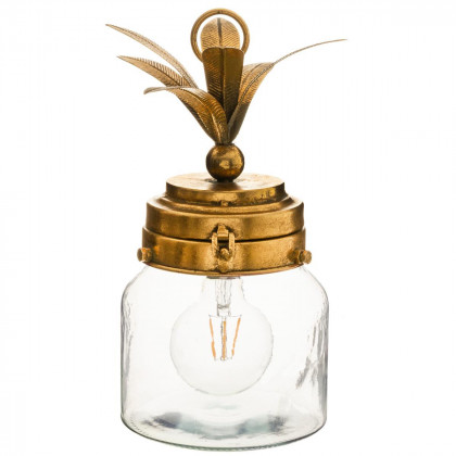 Lampe LED Ananas en verre et métal doré