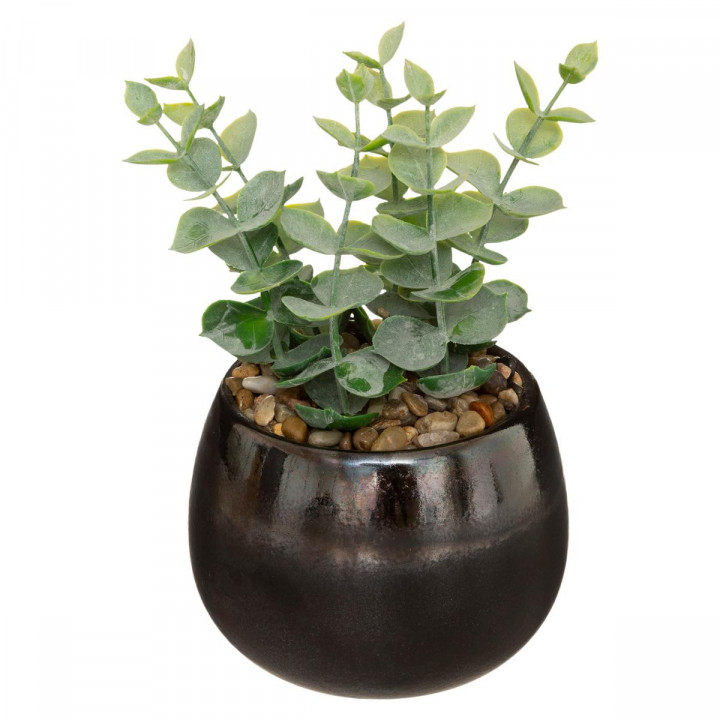 Plante Artificielle Flower dans un pot en céramique noire effet réactif 