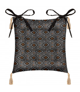Galette de chaise en Coton Imprimé Safari Noir 40 x 40 cm