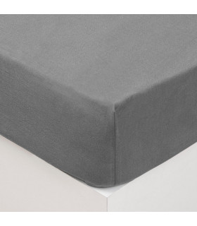 Drap housse en Coton lavé Gris 140 x 190 cm