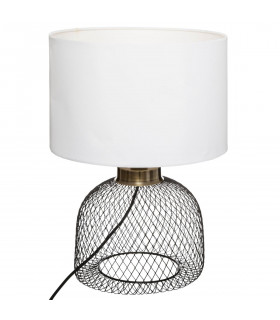 Lampe Emie en métal noir et abat-jour blanc H 38 cm