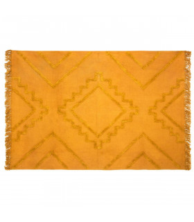 Tapis décoratif en Coton Ocre motif Inca tufté 120 x 170 cm