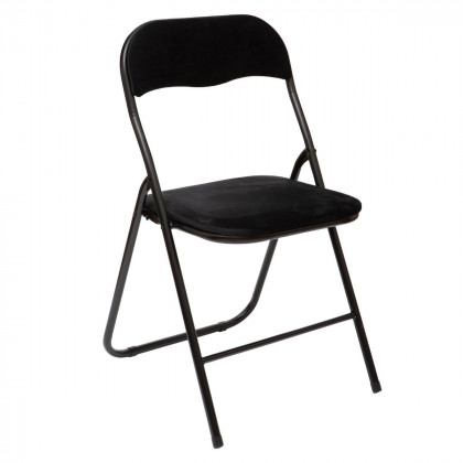 Chaise pliante confortable en métal et velours Noir H 79 cm