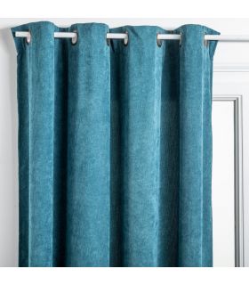 Rideau en Velours côtelé Coloris Bleu 140X260 cm 