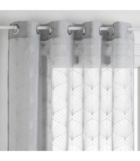 Voilage Gris motif Brodé Mia 140 x 240 cm