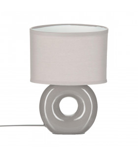 Lampe Baru Taupe pied en céramique et abat-jour en coton H 26 cm