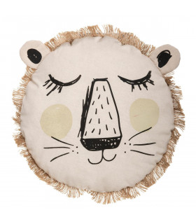 Coussin Lion avec Franges D 38 cm