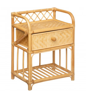 Table de Chevet Aoni 1 Tiroir en Rotin et Bambou H 60 cm