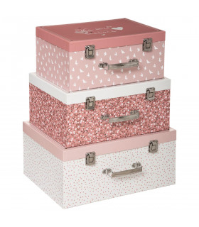 Lot de 3 Boîtes carton Liberty forme Malle 